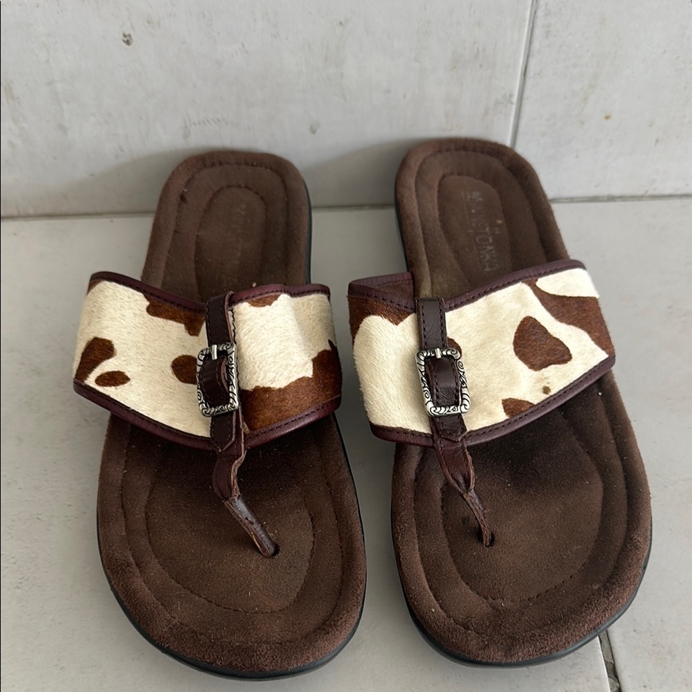 Vintage Minnetonka cow print Sandals with Buckle